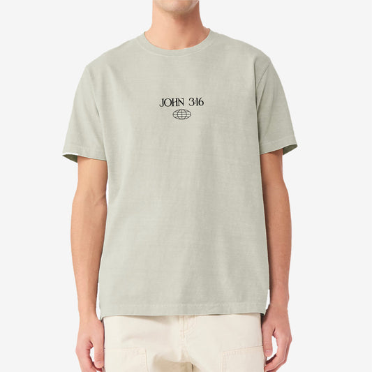 JOHN 3:16 TEE - WASHED THYME w/ free sticker