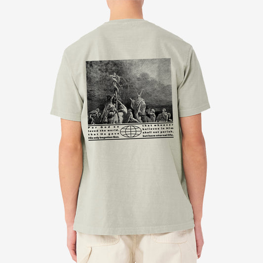 JOHN 3:16 TEE - WASHED THYME w/ free sticker