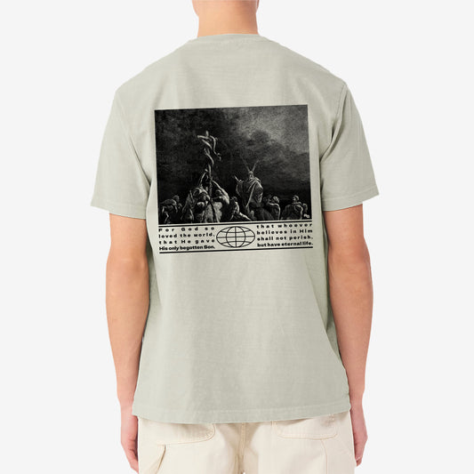 JOHN 3:16 TEE - WASHED THYME w/ free sticker